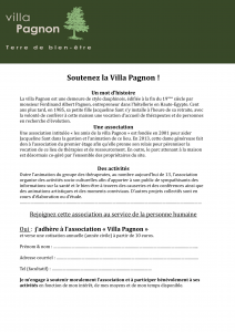 adhérer : bulletin d'adhésion à l'association villa Pagnon